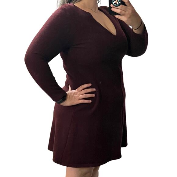 Ann Taylor SIZE 10 Wool Blend Front Seam Long Sleeve A-Line Back Zip Dress - Picture 4 of 12